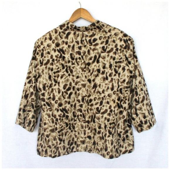 Vintage Sag Harbor Abstract Animal Print Linen Blend Plus Size Blazer Sz 1X - Picture 2 of 5